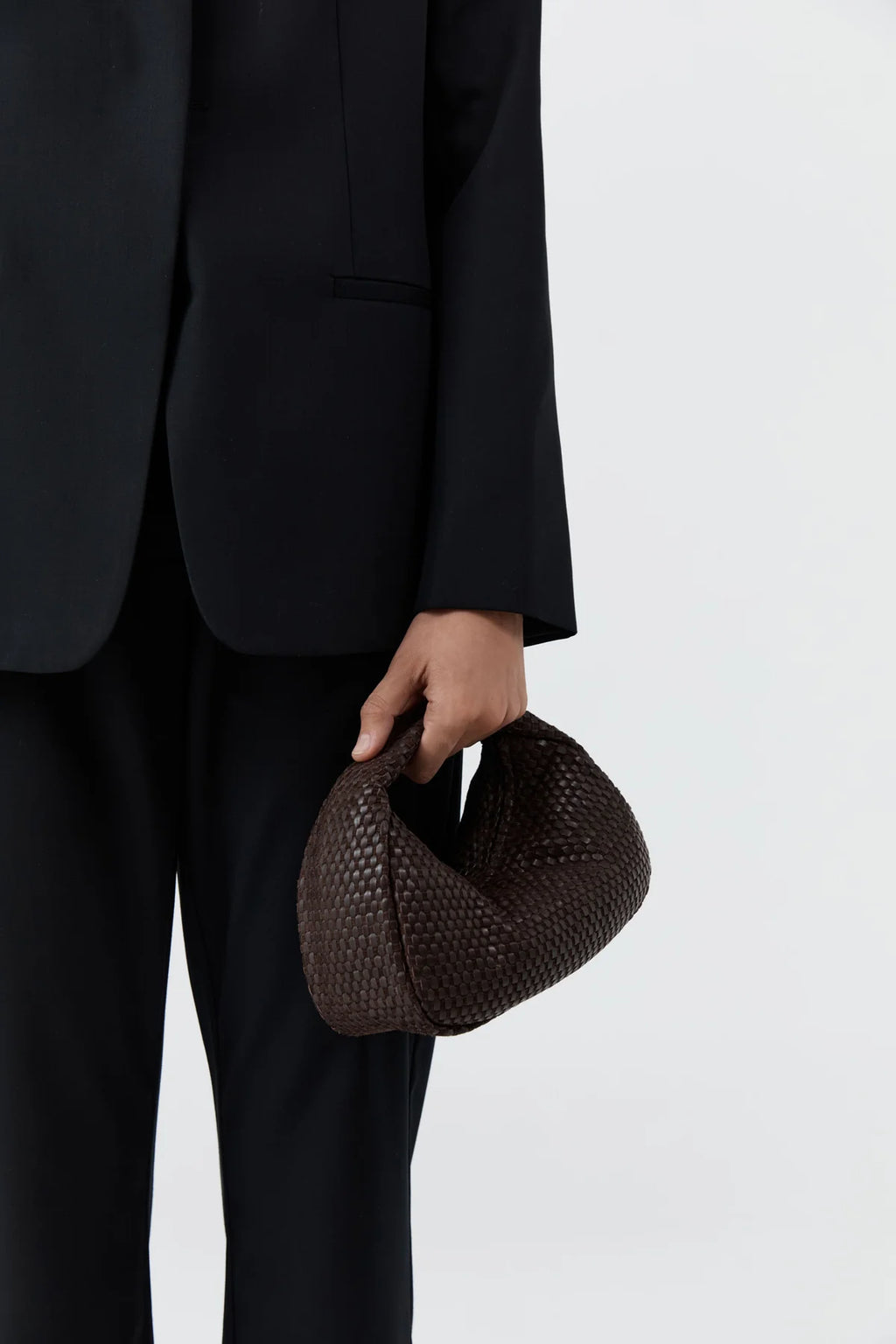 LATTICE WEAVE MINI BON BON BAG - COFFEE