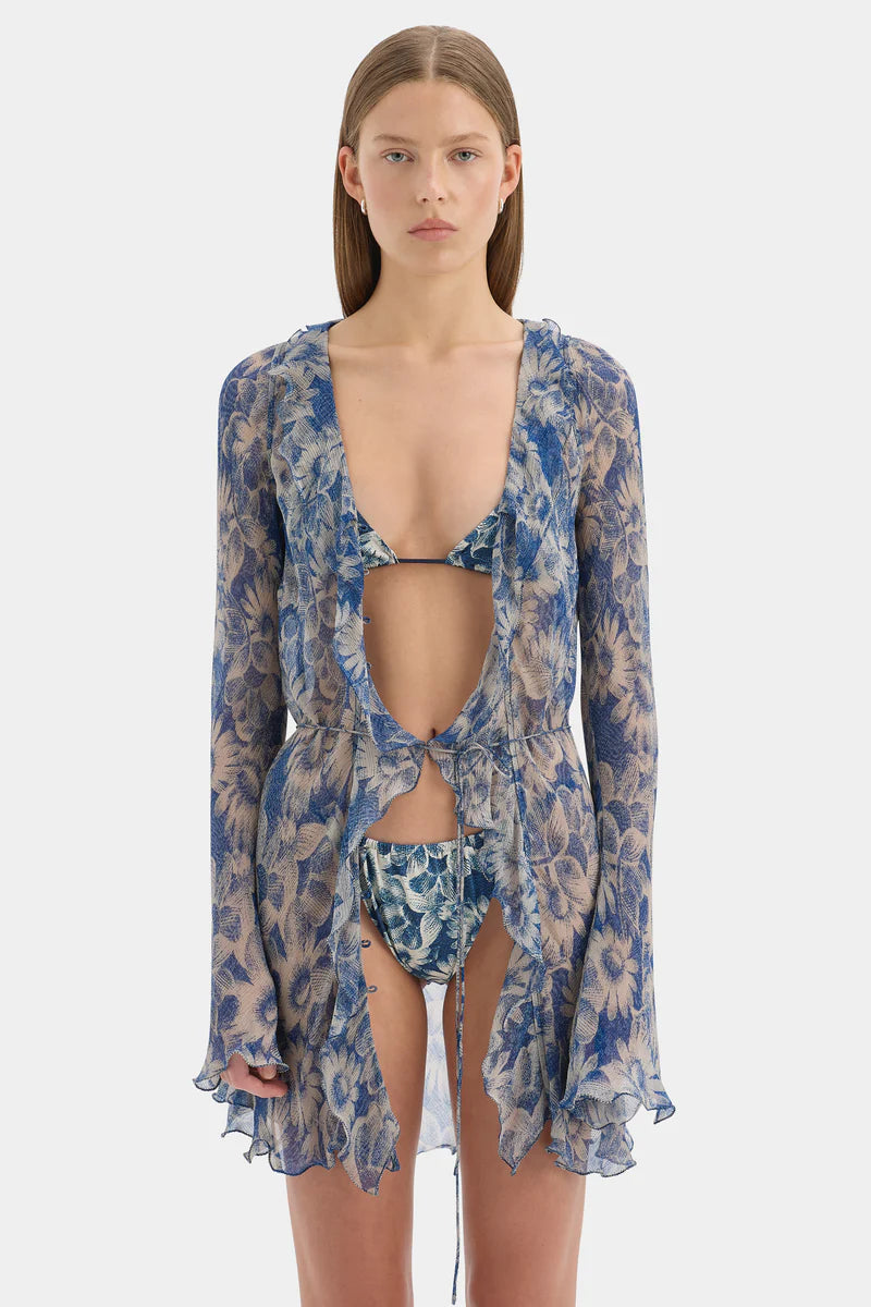 LILIA RUFFLE LONG SLEEVE MINI DRESS - DAISY MEADOW
