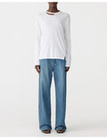 RAW NECK CUT OUT L/S T-SHIRT - WHITE