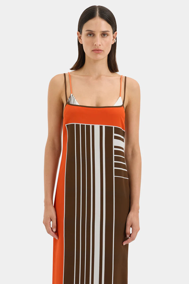 DESTINO SCOOP SLIP DRESS - PACHA STRIPE