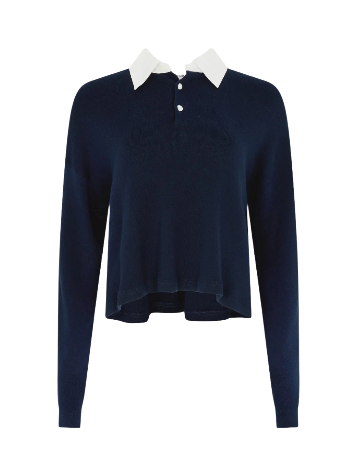 COTTON POLO KNITTED SWEAT - INK