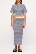 BLUE PIN STRIPE KNIT TIE TEE - BLUE PIN STRIPE