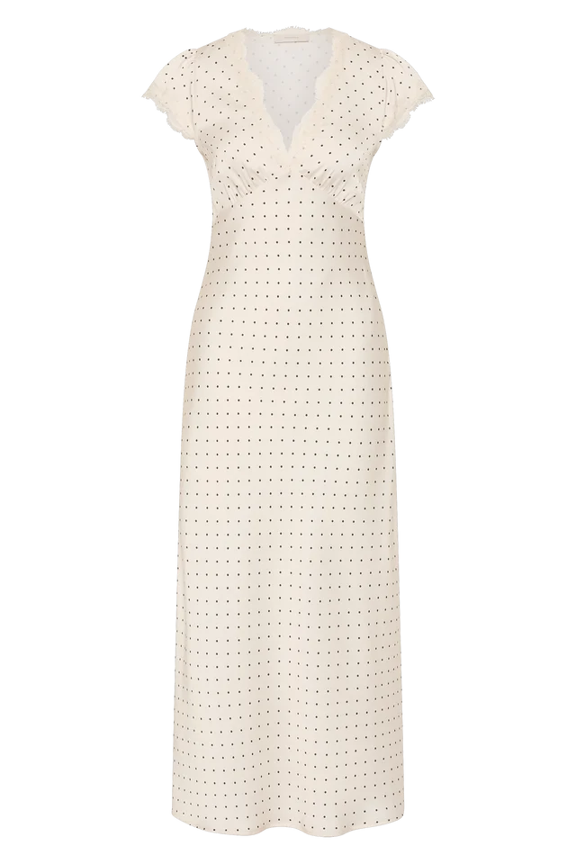 (PRE-ORDER) MINA MIDI DRESS - POLKA DOT ANTIQUE WHITE