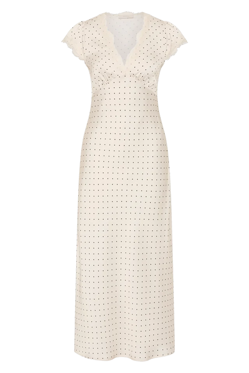 (PRE-ORDER) MINA MIDI DRESS - POLKA DOT ANTIQUE WHITE