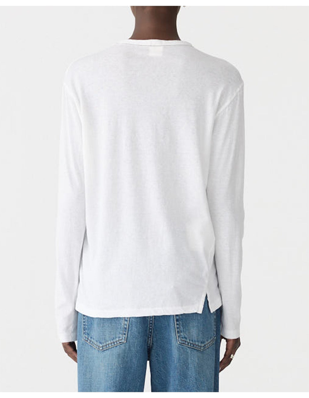 RAW NECK CUT OUT L/S T-SHIRT - WHITE