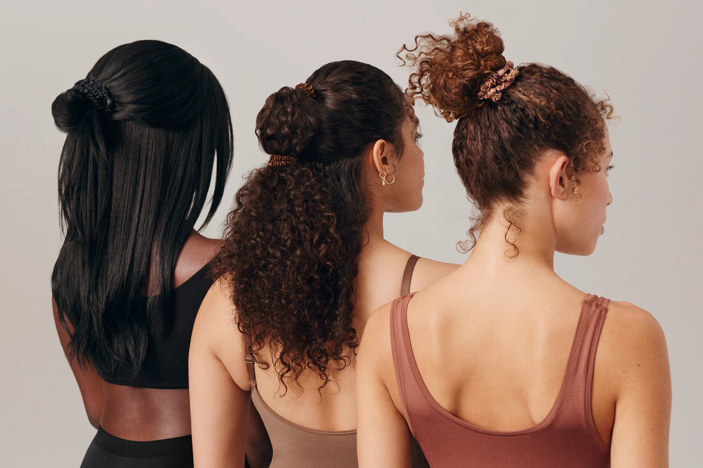 SLIP PURE SILK BACK TO BASICS SKINNY SCRUNCHIES - BLACK SET OF 4
