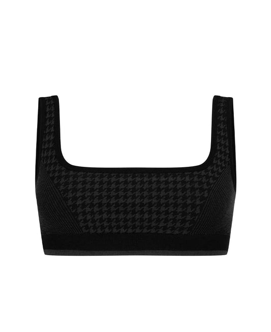 HOUNDSTOOTH WOOL BRALET - BLACK
