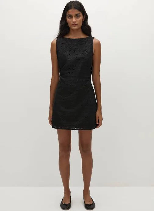 LILY MINI DRESS - AGNES BRODERIE ANGLAISE BLACK