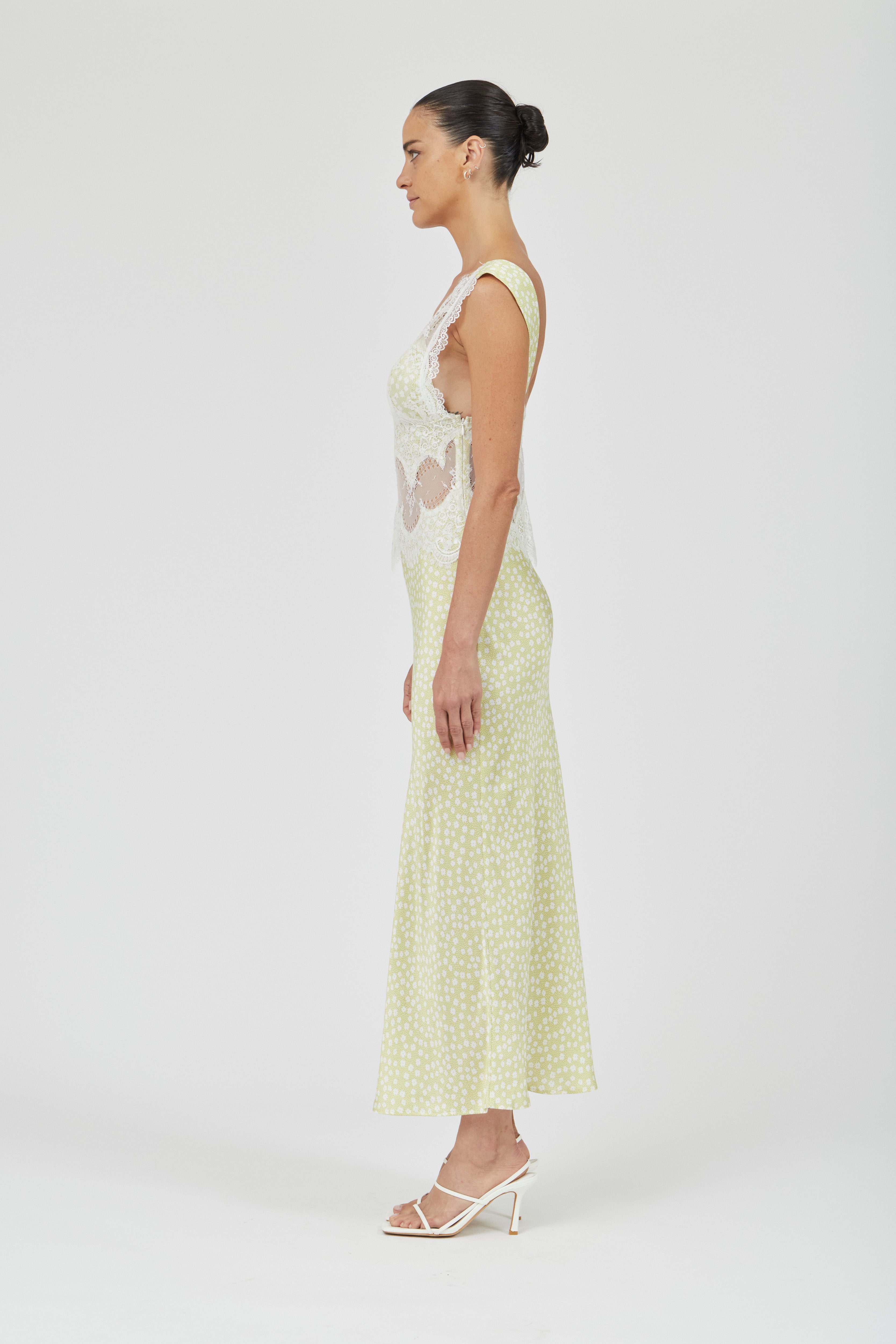 VISIONS LACE DEEP V MAXI DRESS - DAISY