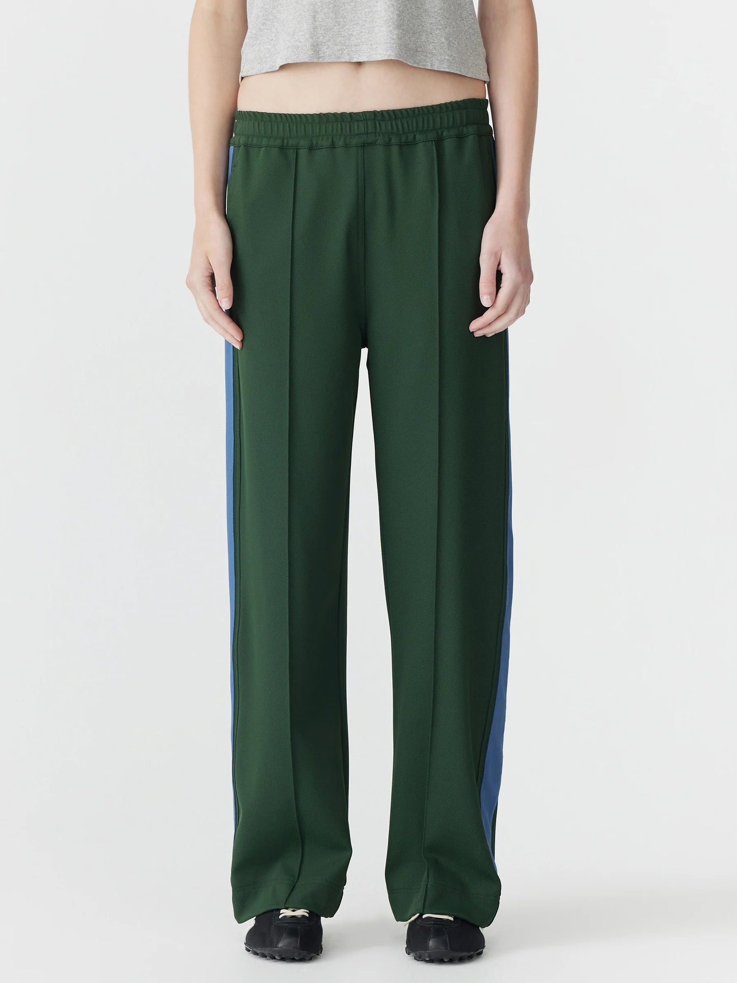 (PRE-ORDER) TWILL STRIPE DETAIL PANT - PINE / MARINE BLUE