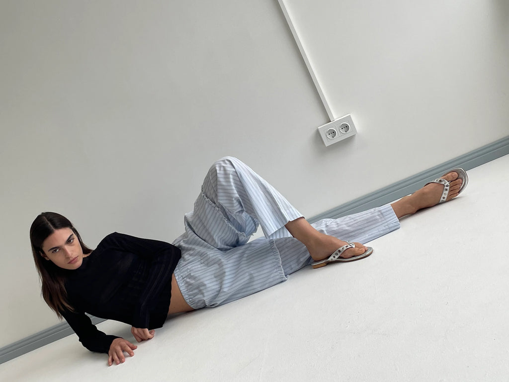 THE EASE TROUSER - MINERAL STRIPE