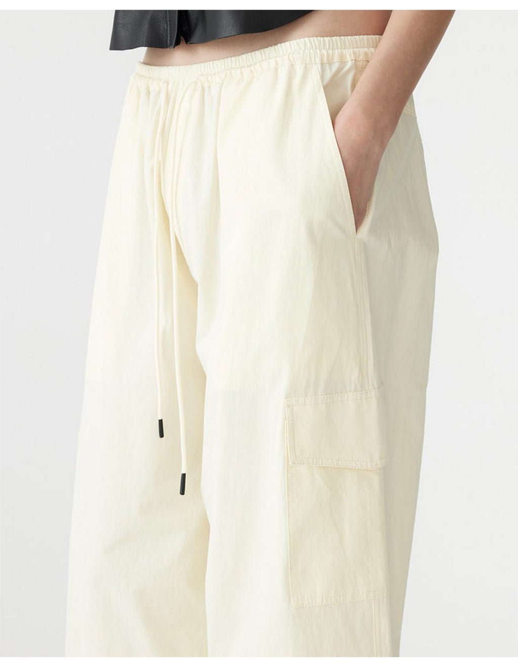 CRUSHED COTTON LAYERED PANT - PALE YELLOW