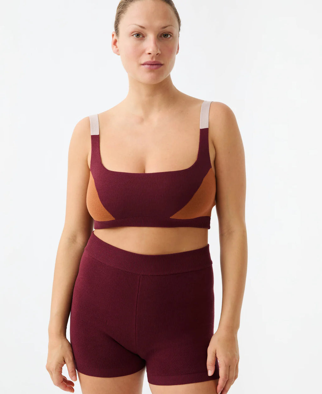 (PRE-ORDER) ORGANIC COLOUR BLOCK BRALET - MULBERRY