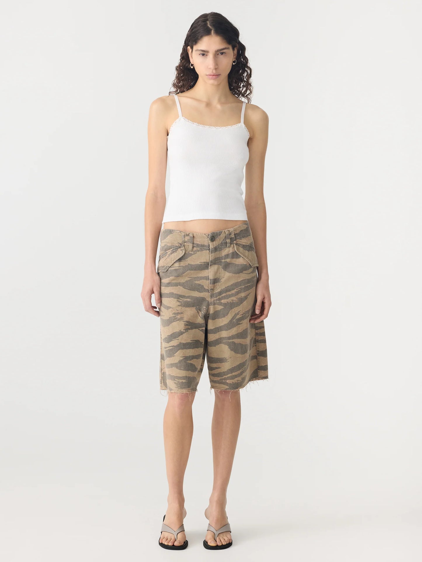 LACE STRAP SOFT RIB TANK - WHITE