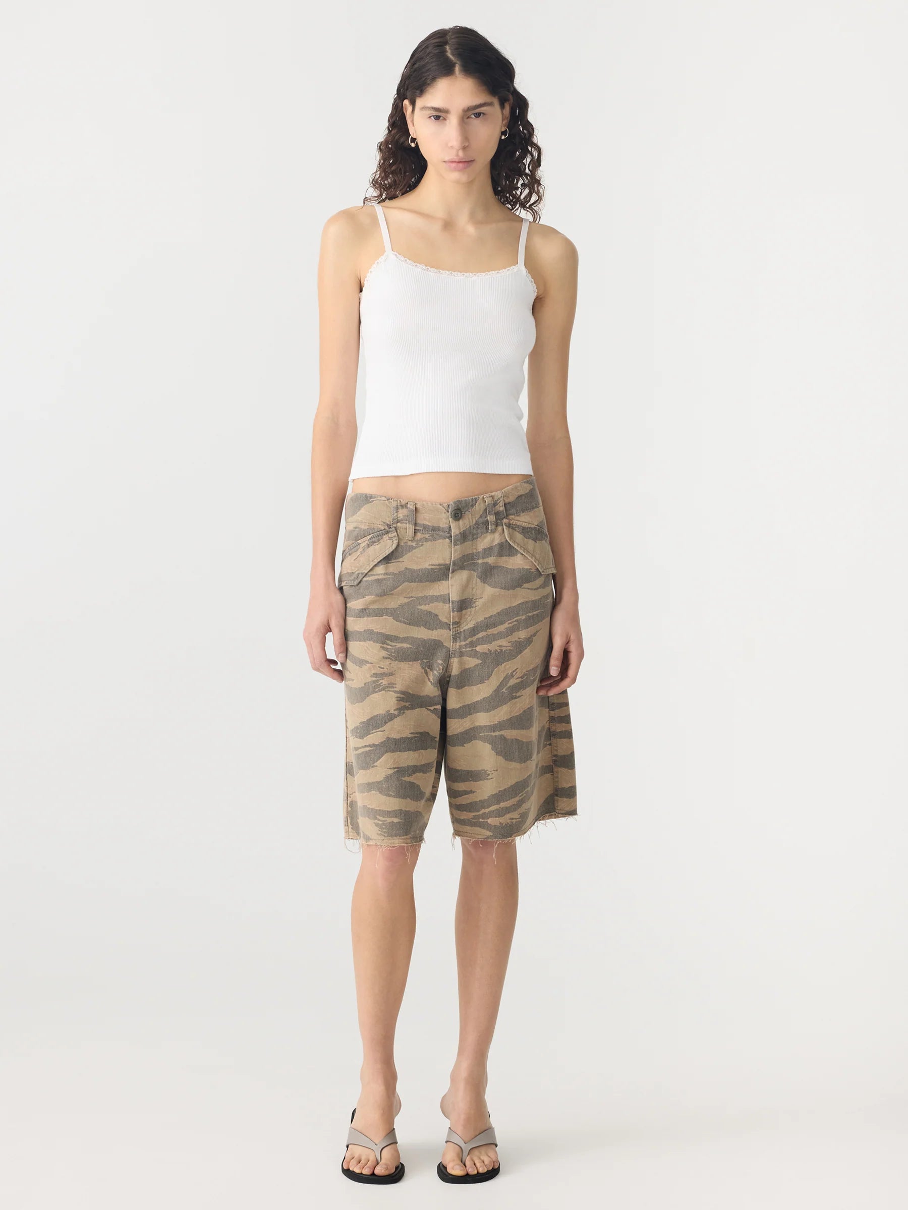 LACE STRAP SOFT RIB TANK - WHITE