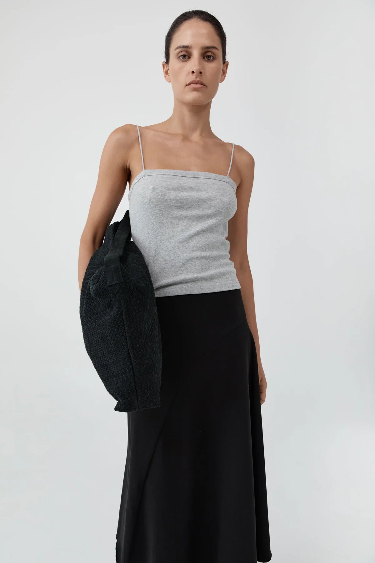 ORGANIC COTTON SQUARE NECK CAMI - GREY MARLE