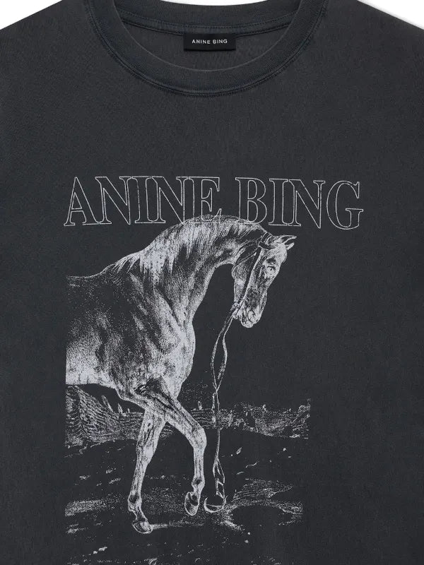 LILI TEE HORSE - WASHED BLACK