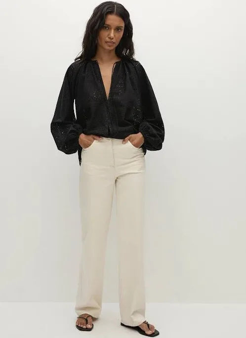 THORA BLOUSE - AGNES BRODERIE ANGLAISE BLACK