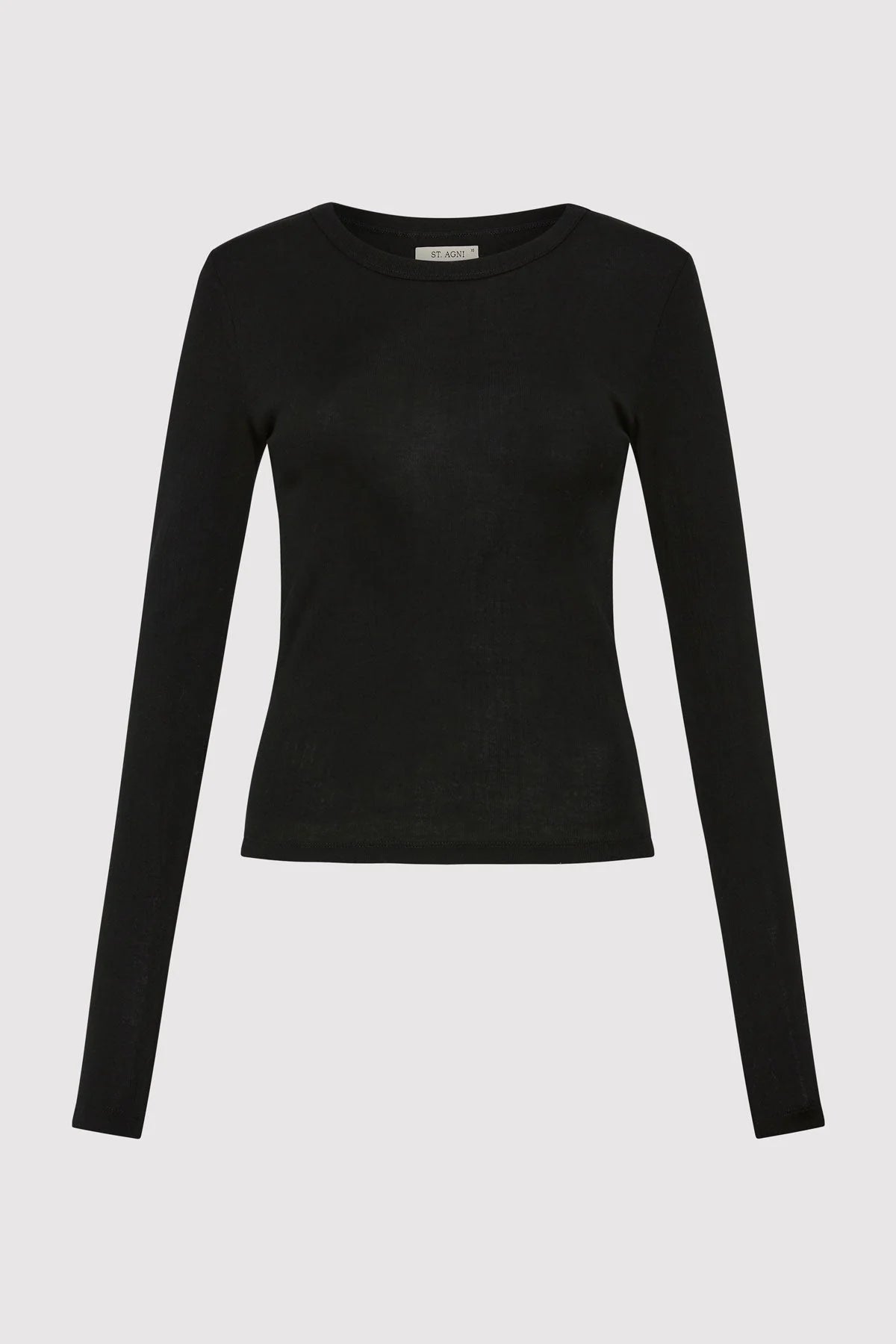 ORGANIC COTTON SOFT RIB LONG SLEEVE TOP - BLACK