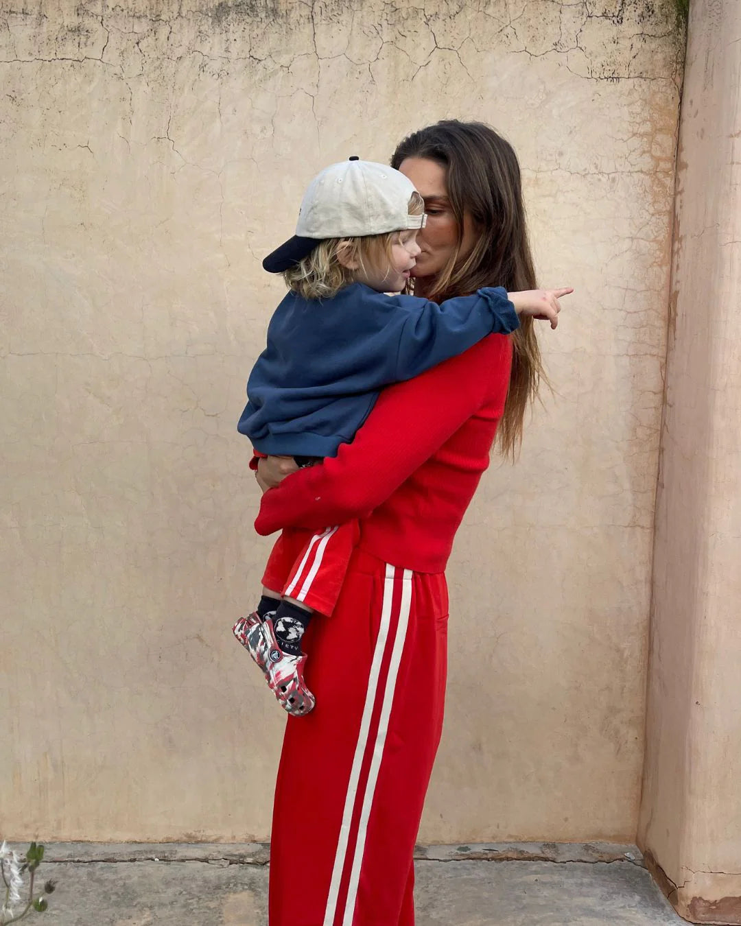 TWIN STRIPE TERRY PANT - ROSSO