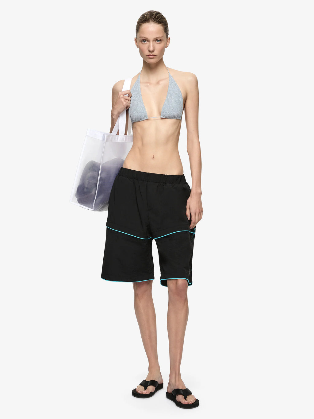 LONG BOARD SHORT - BLACK/BRIGHT BLUE