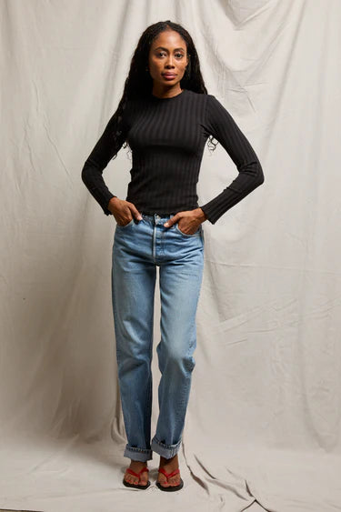 ROWE RIB CREWNECK LONG SLEEVE - BLACK