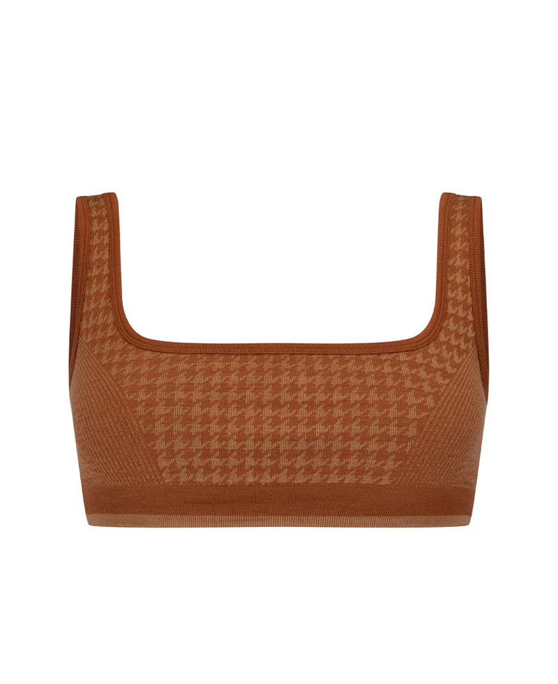 HOUNDSTOOTH WOOL BRALET - SPICE