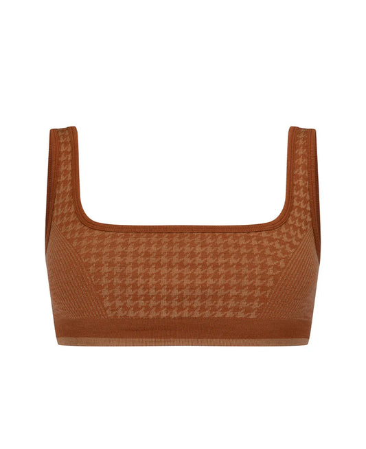 HOUNDSTOOTH WOOL BRALET - SPICE