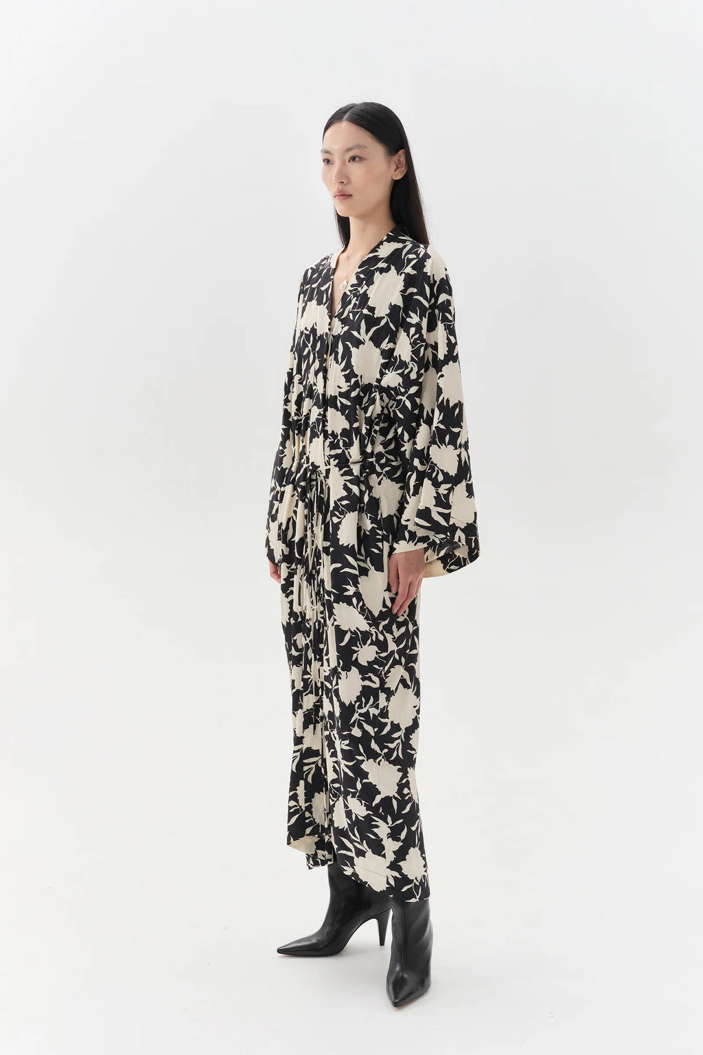 MARGOT KIMONO DRESS - BLACK & WHITE