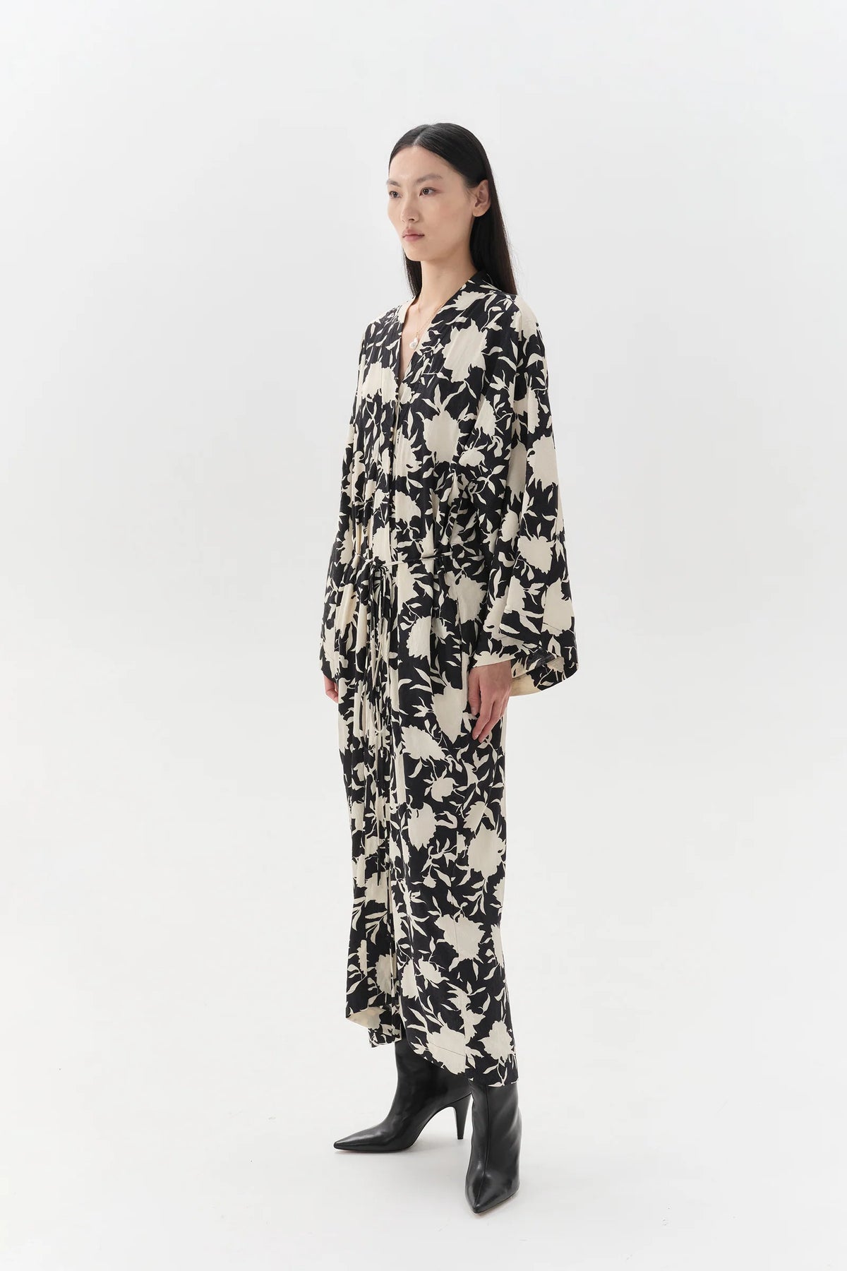 MARGOT KIMONO DRESS - BLACK & WHITE