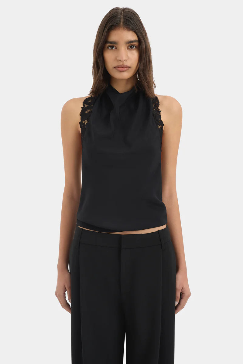 (PRE-ORDER) NORIA HALTER TIE TOP - BLACK