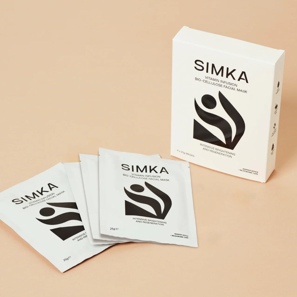 SIMKA VITAMIN INFUSION BIO-CELLULOSE FACIAL MASKS (4 PACK)