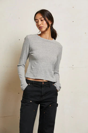 JAMIE LONGSLEEVE TOP - HEATHER GREY