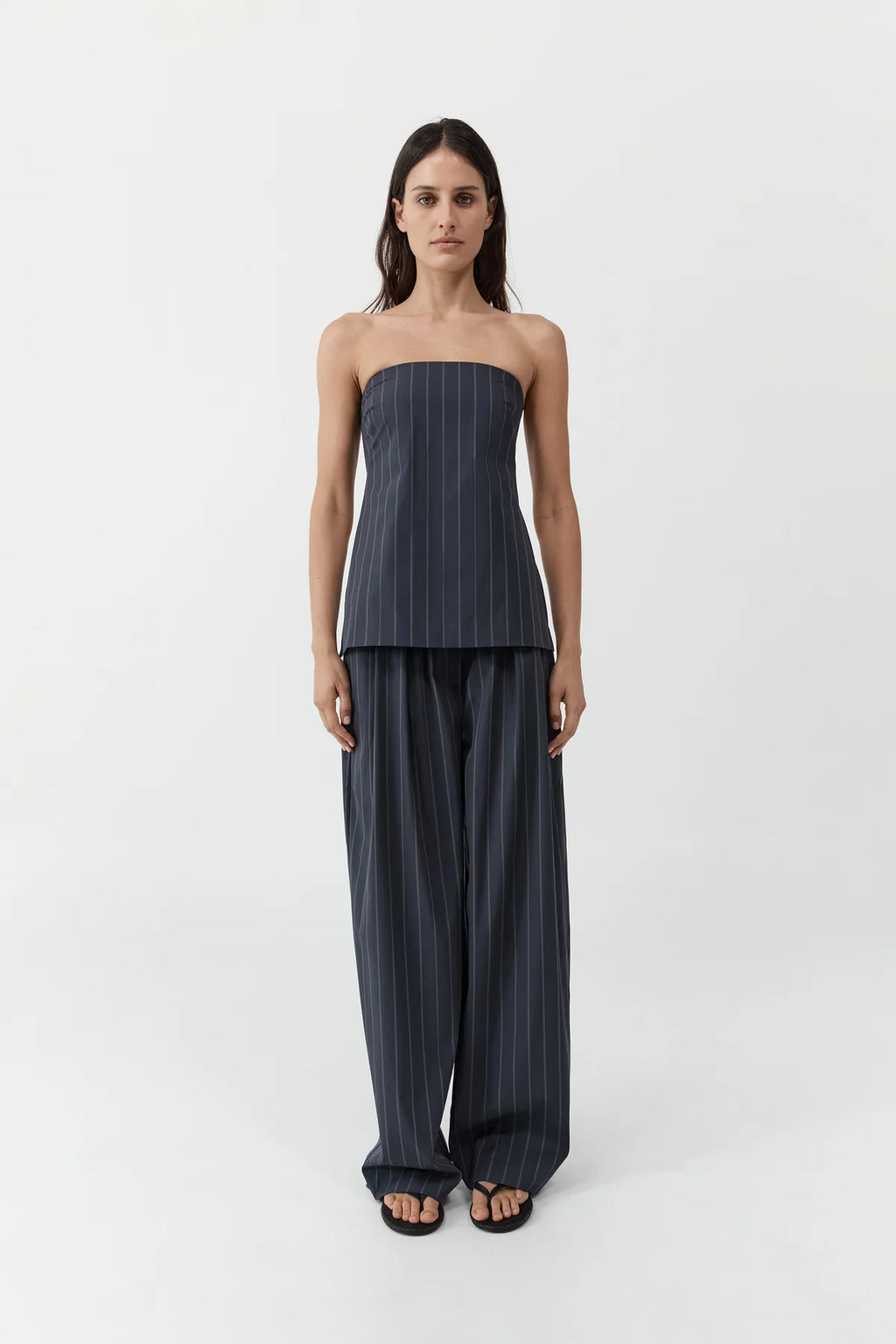 STRAPLESS ROULEAU TIE TOP - INK STRIPE