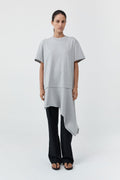 LAYERED TEE MINI DRESS - LIGHT GREY MARLE