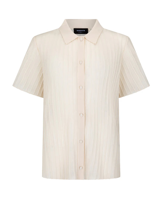 SHEER PINTUCK SHIRT - BONE WHITE