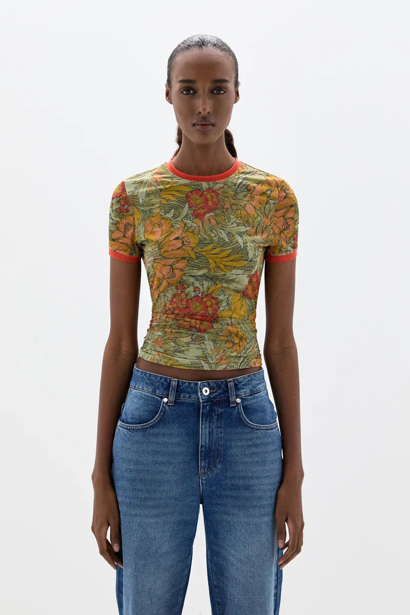 (PRE-ORDER) ELIANA MESH FITTED TEE - ALIERA FLORAL MINT