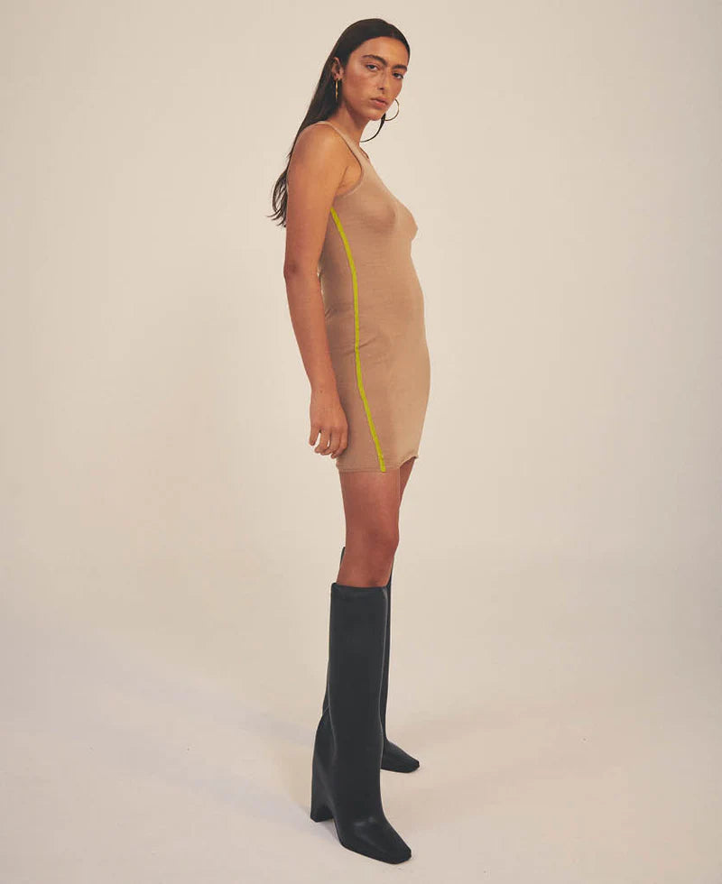 SHEER ESSENTIALS SLIP DRESS - NATURAL