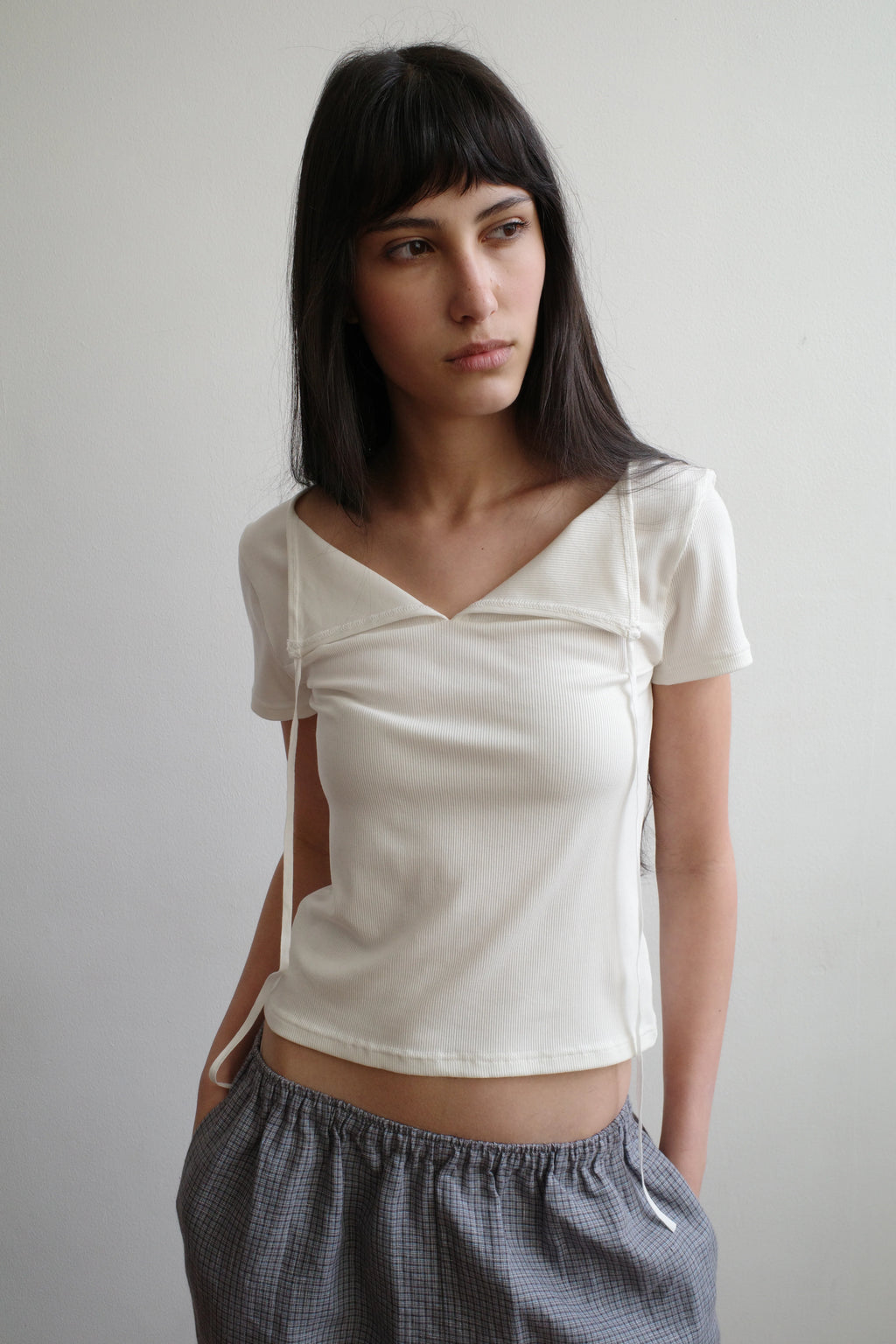 TIE BACK TEE - WHITE