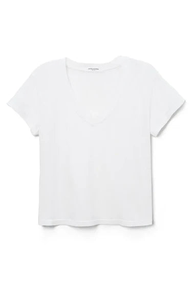HENDRIX BOXY V NECK TEE - WHITE