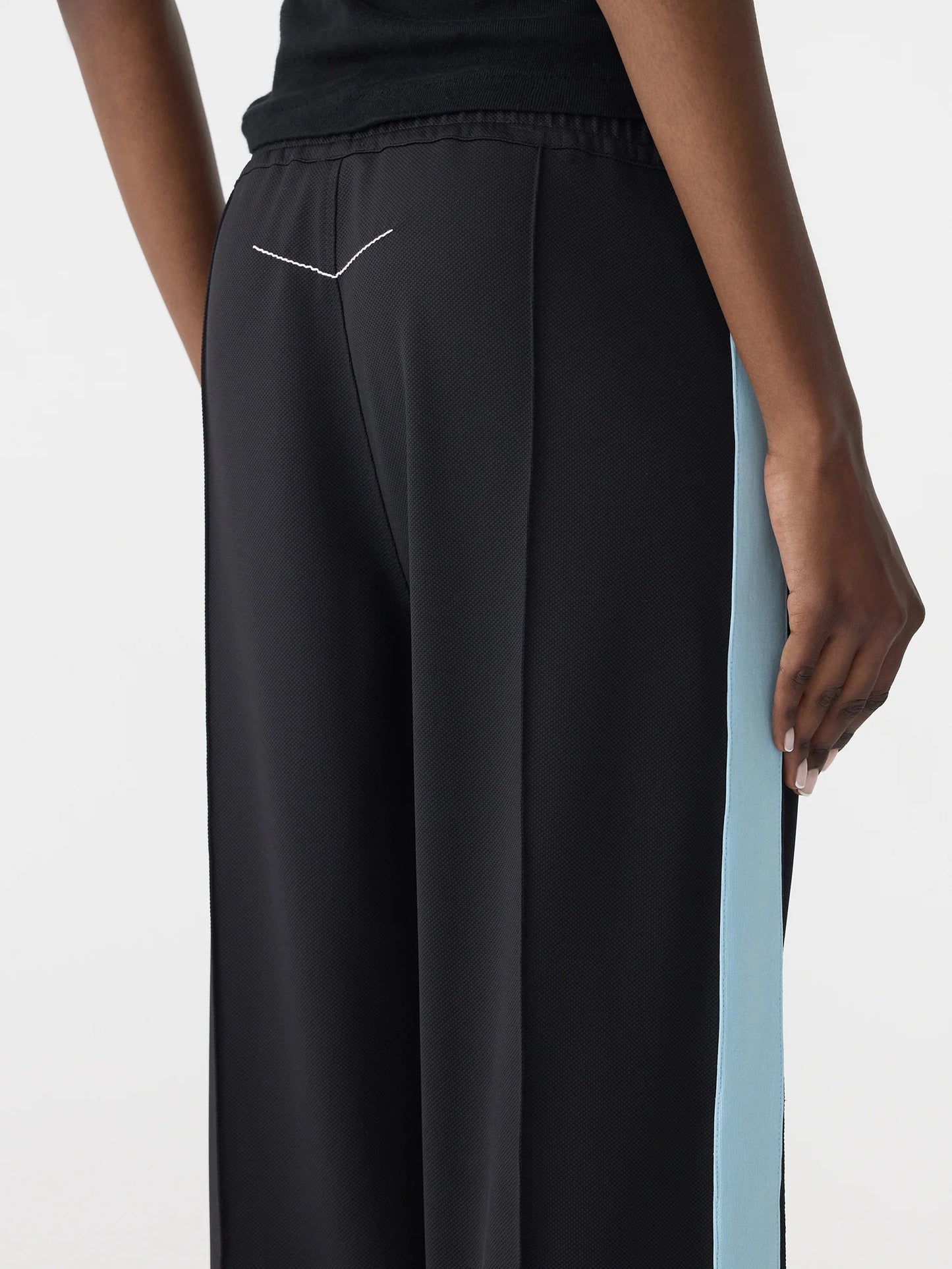 PIQUE STRIPE DETAIL PANT - BLACK AND PALE BLUE