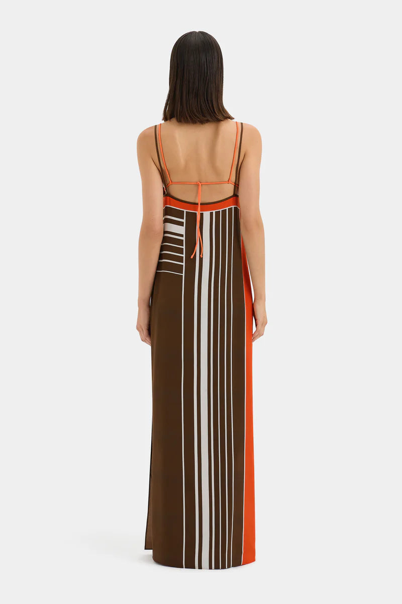DESTINO SCOOP SLIP DRESS - PACHA STRIPE