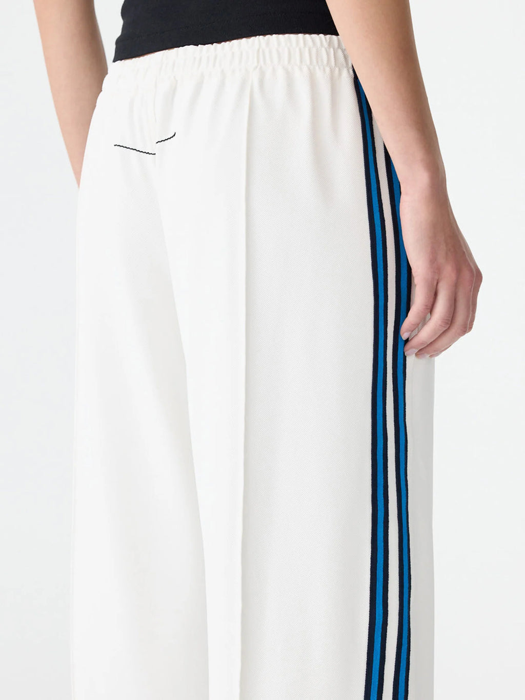 DOUBLE STRIPE WIDE LEG PANT - WHITE/ COBALT & INK STRIPE