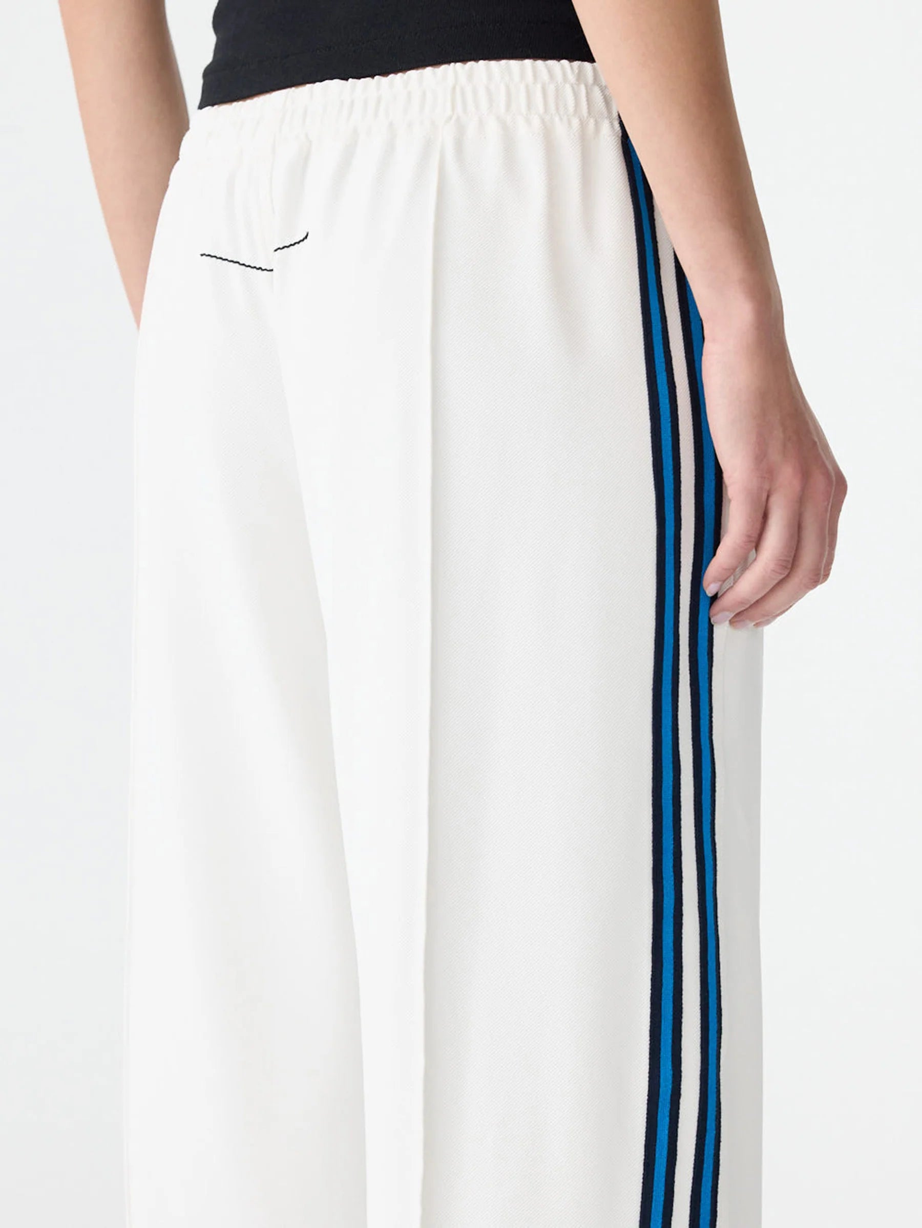 DOUBLE STRIPE WIDE LEG PANT - WHITE/ COBALT & INK STRIPE