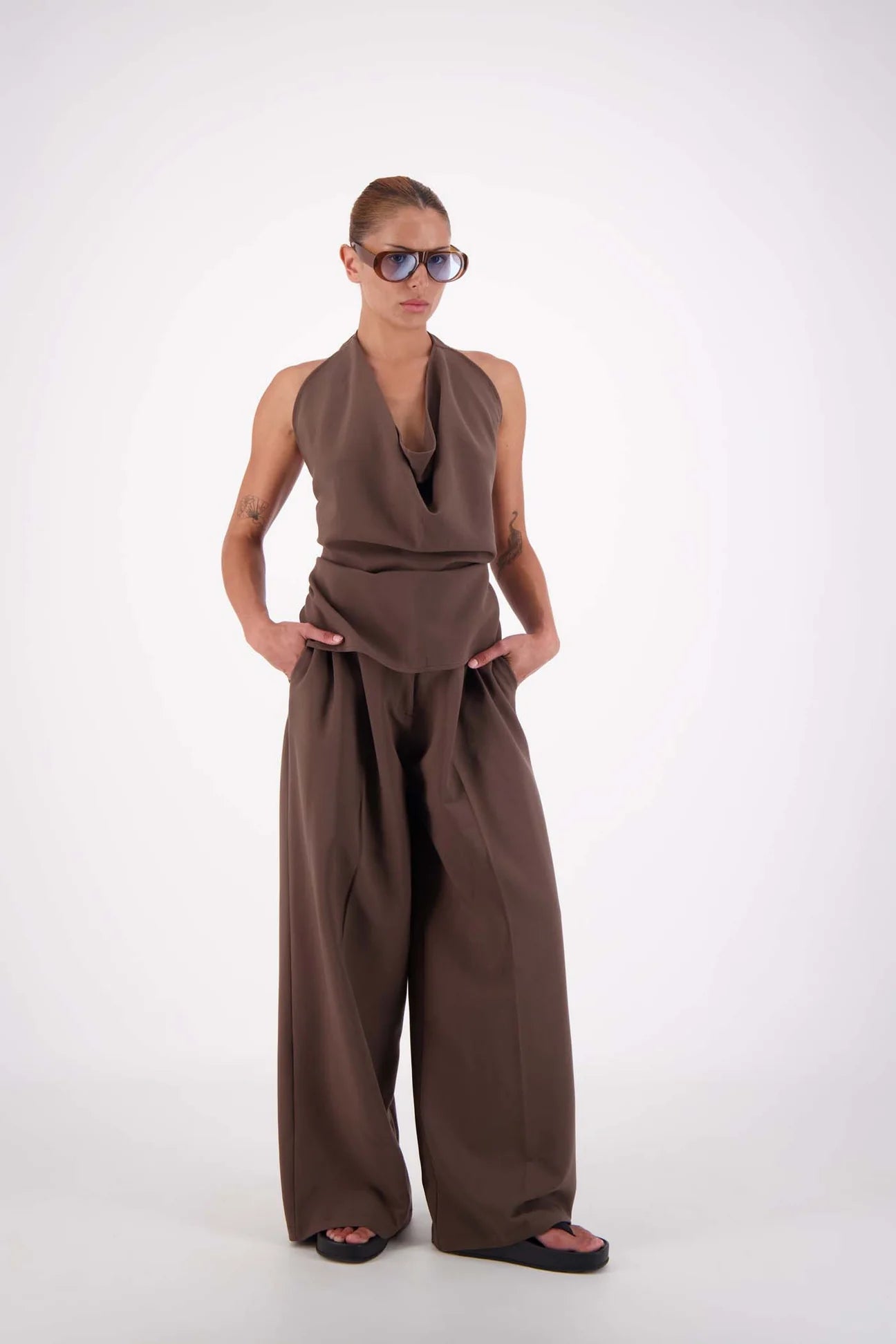 (PRE-ORDER) MELISSA TIE TOP - TAUPE