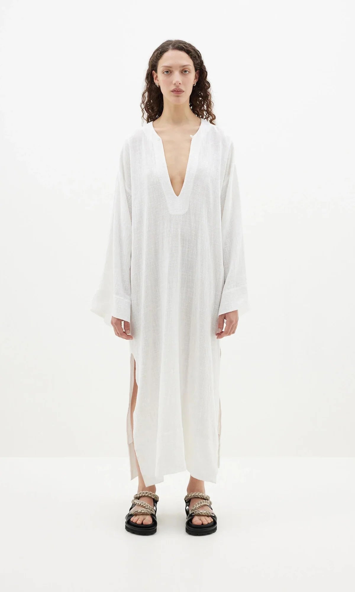 GUAZE LONGERLINE DRESS - WHITE