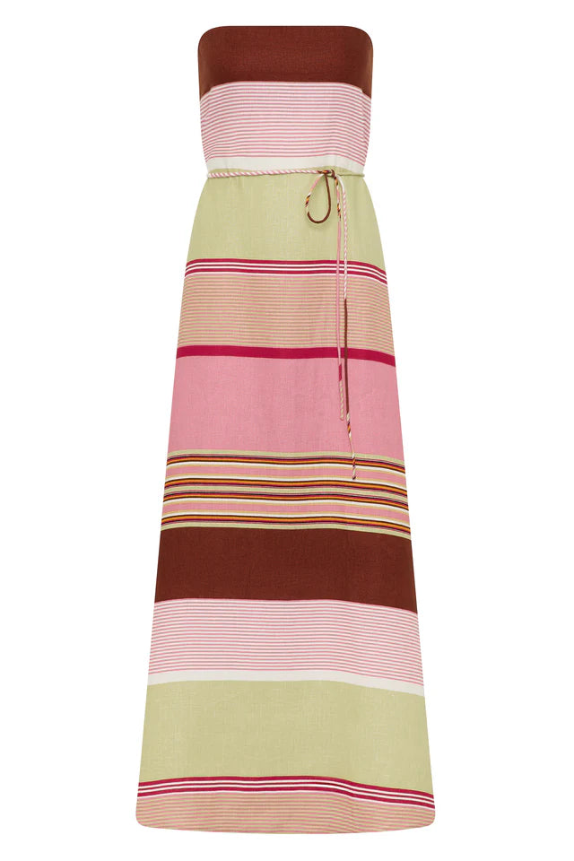 YOLINA MAXI DRESS- BARRAGAN STRIPE DUSTY MAUVE
