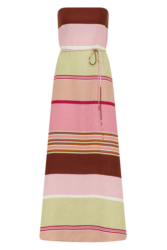 YOLINA MAXI DRESS- BARRAGAN STRIPE DUSTY MAUVE