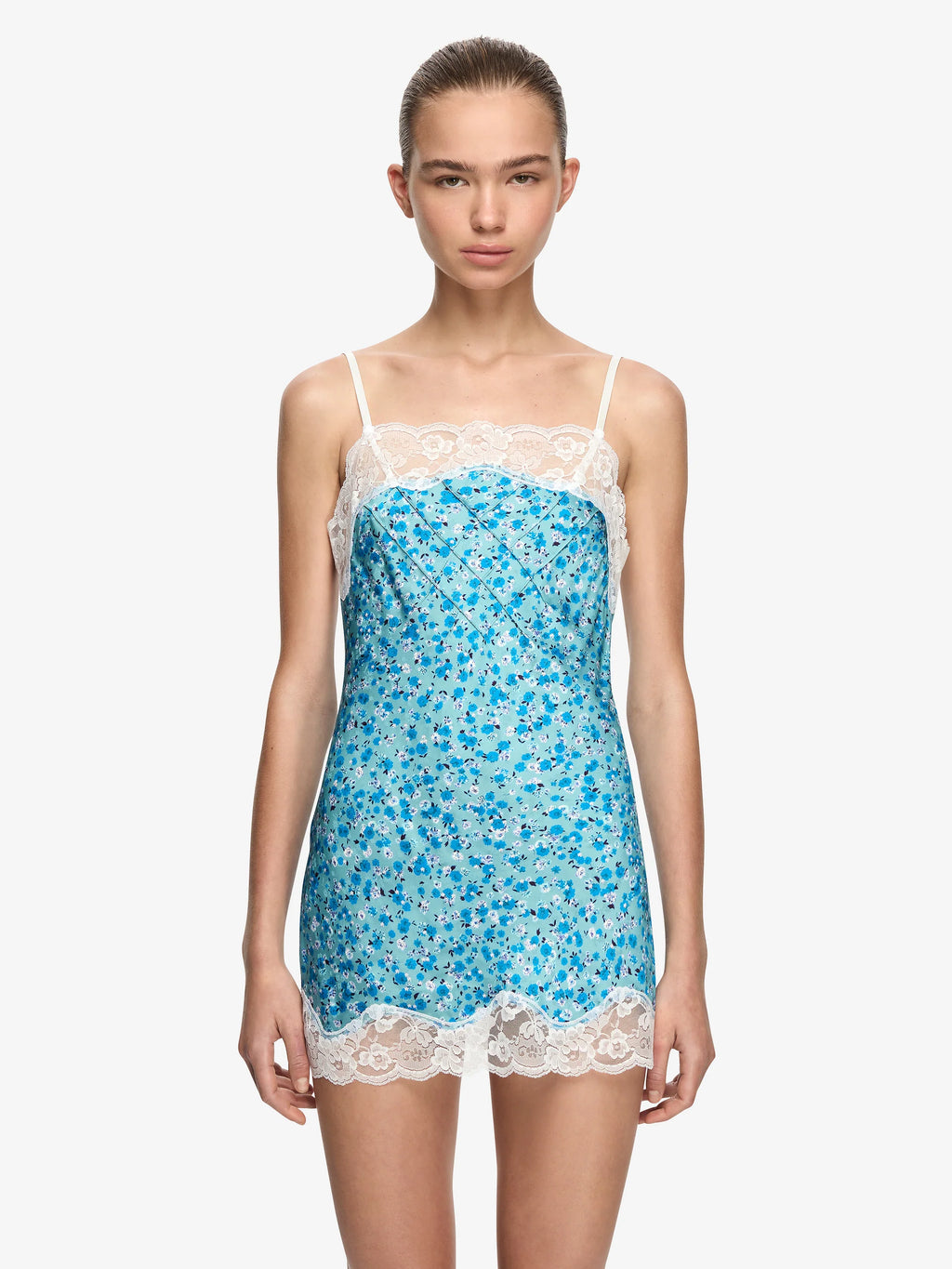 ZAE MINI DRESS - AQUA DITSY FLORAL
