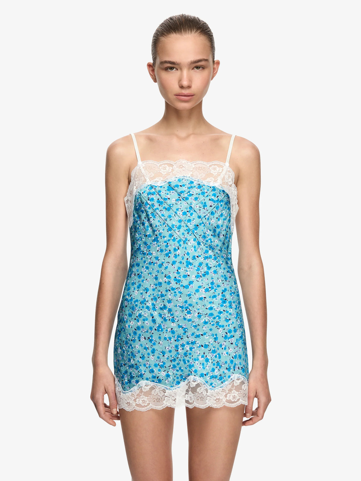 ZAE MINI DRESS - AQUA DITSY FLORAL